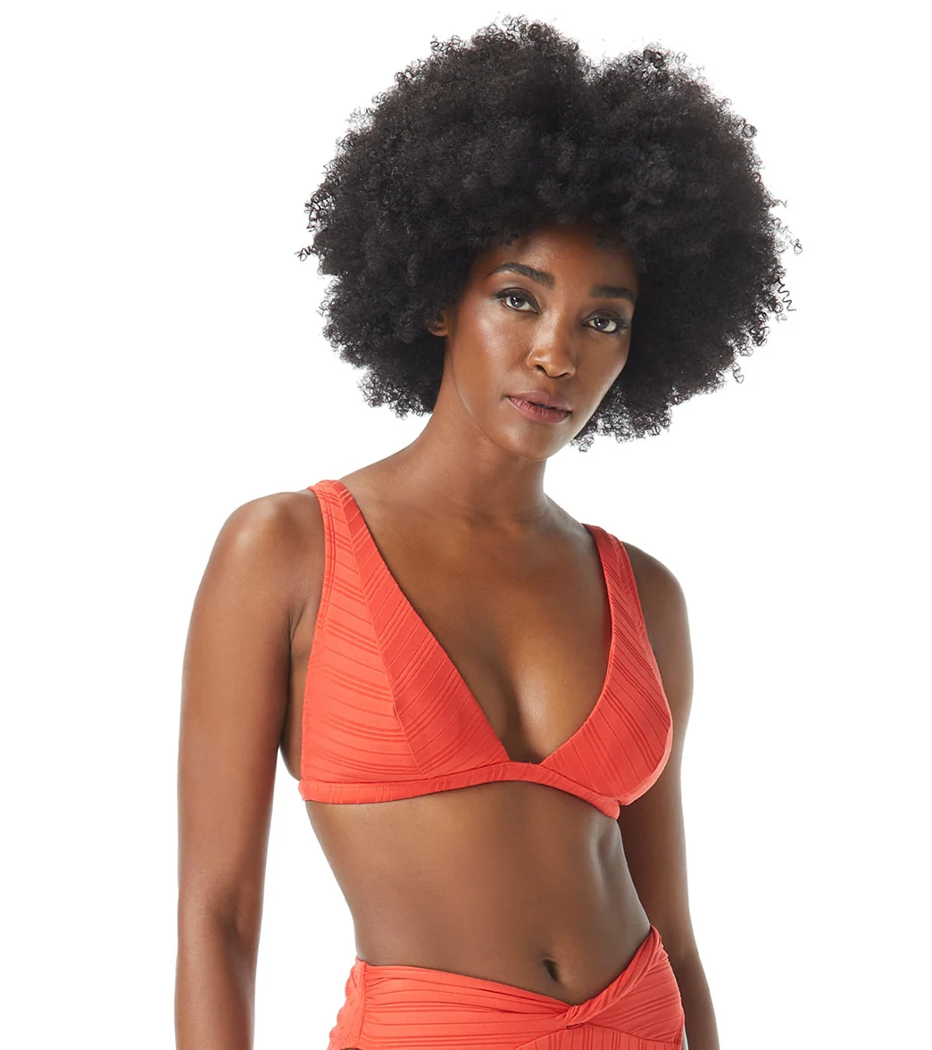 Vince Camuto Women's Ripple Effect Ribbed Triangle Bikini Top