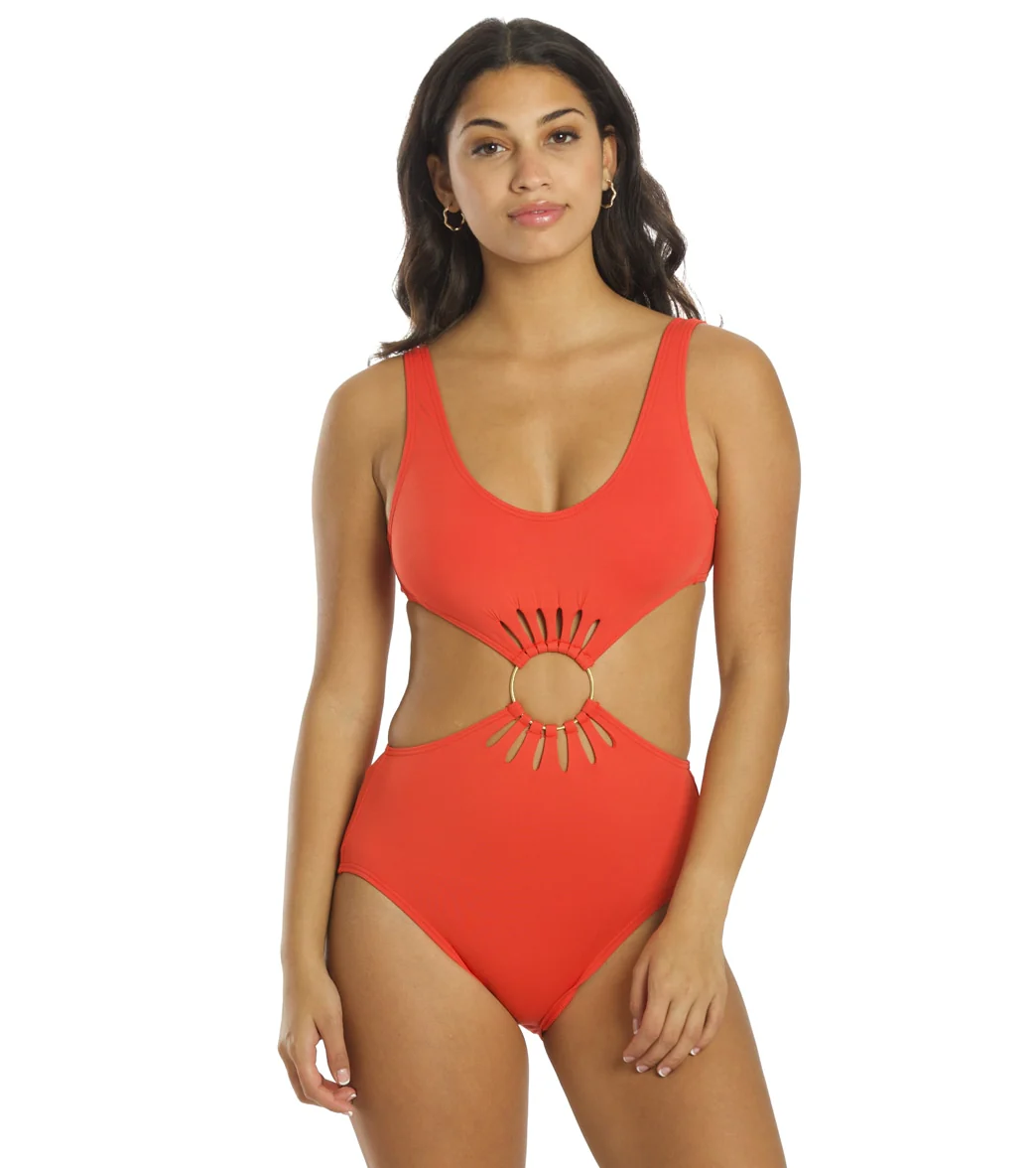 Vince Camuto Women's Serengeti Shades Logo Ring Cut Out Scoopneck One Piece Swimsuit - Image 11