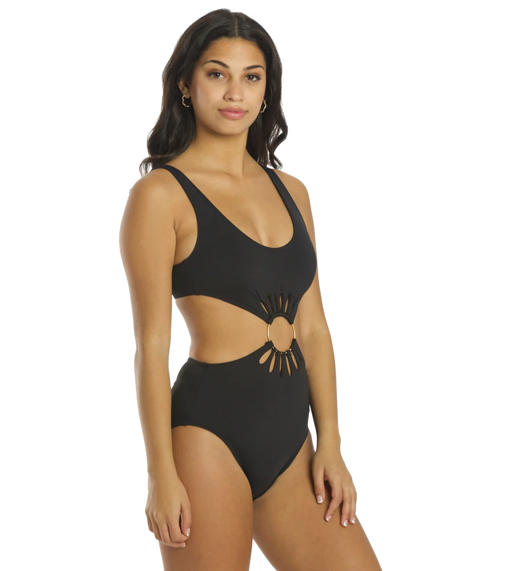 Vince Camuto Women's Serengeti Shades Logo Ring Cut Out Scoopneck One Piece Swimsuit - Image 13
