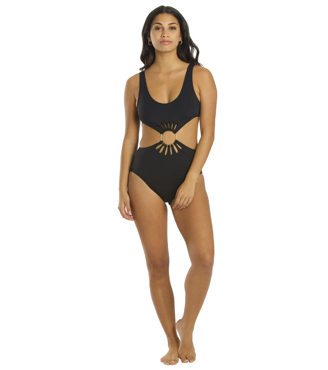 Vince Camuto Women's Serengeti Shades Logo Ring Cut Out Scoopneck One Piece Swimsuit - Image 15