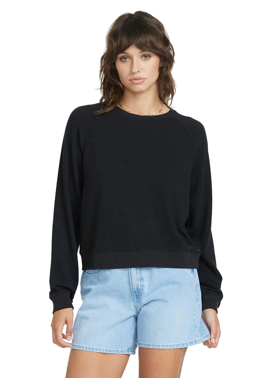 Volcom Women's Solid Lil Frenchie Long Sleeve Raglan Pullover - Image 2