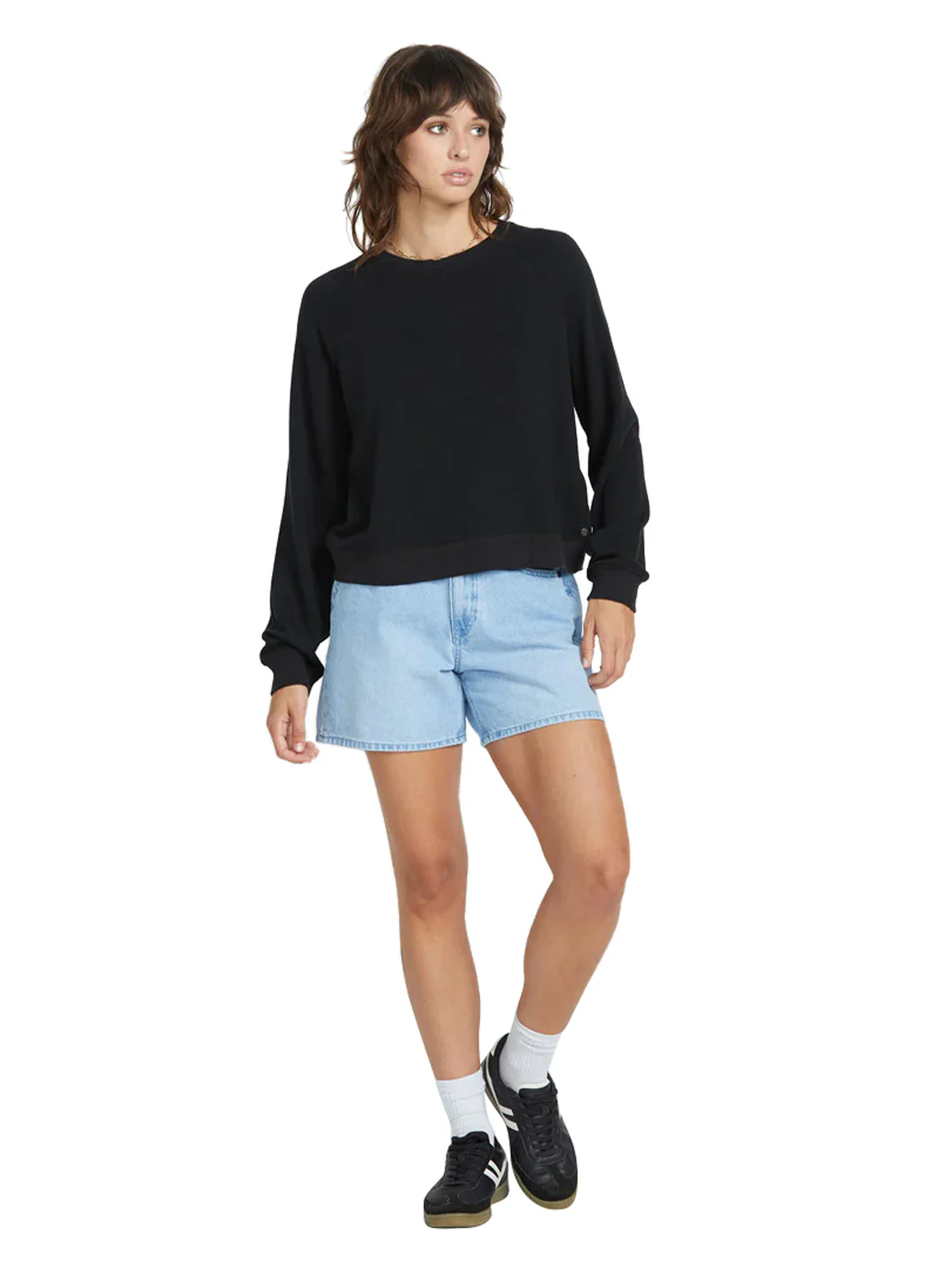 Volcom Women's Solid Lil Frenchie Long Sleeve Raglan Pullover - Image 6