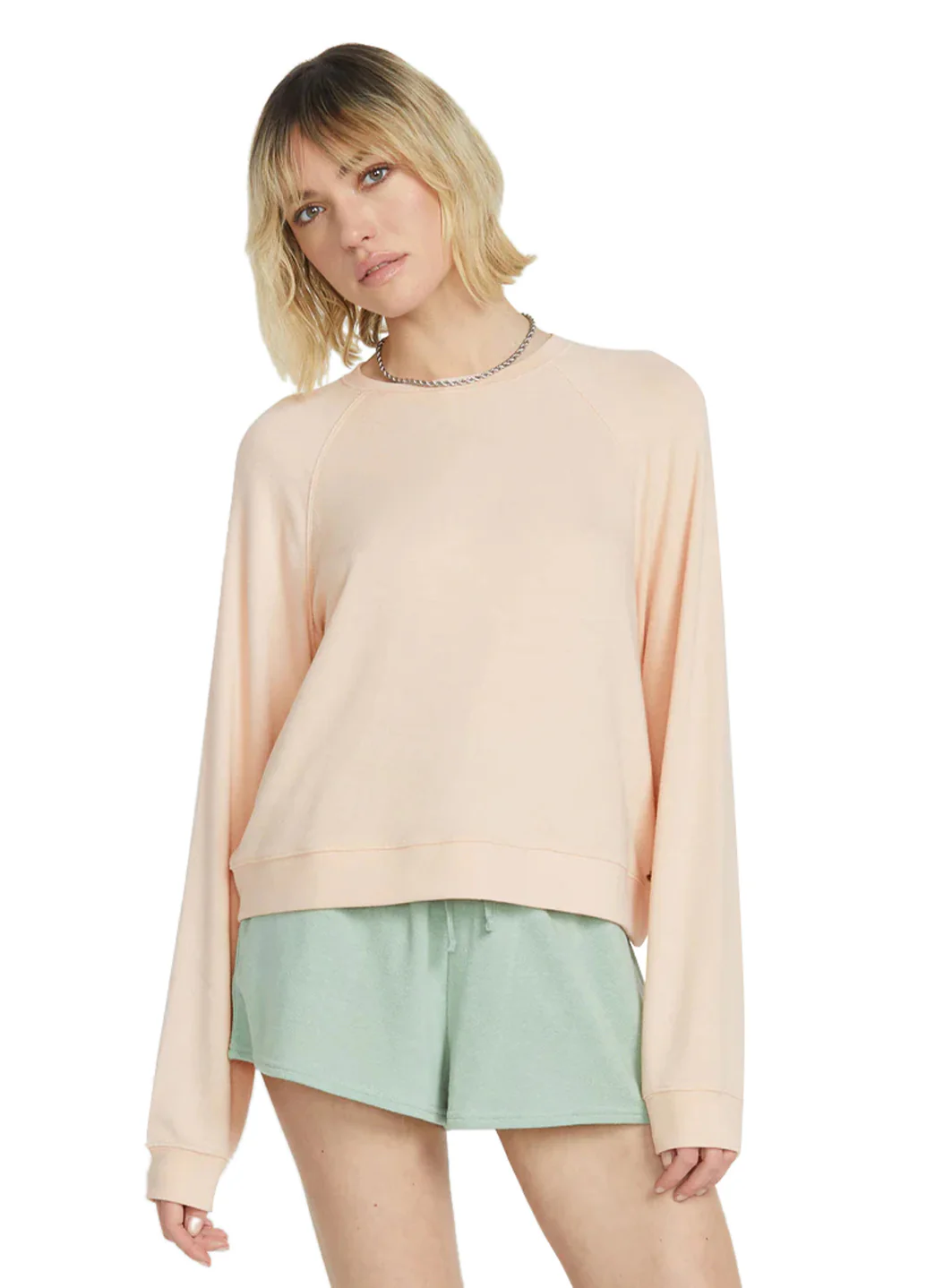 Volcom Women's Solid Lil Frenchie Long Sleeve Raglan Pullover - Image 8