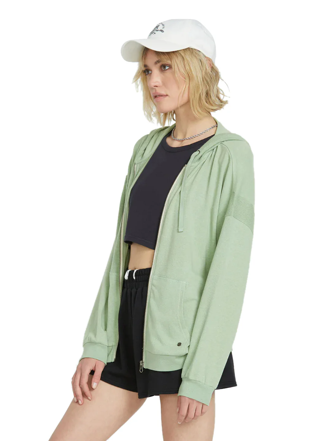Volcom Women's Solid Lil Frenchie Zip Up Fleece Hoodie - Image 4