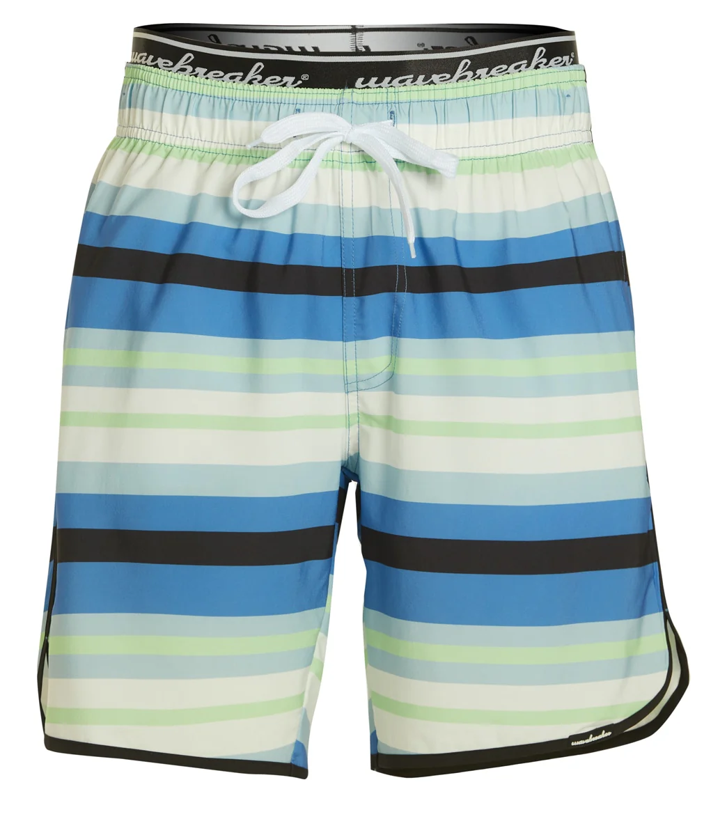Wavebreaker Men's Blue Stripe Swim Trunks - Image 5