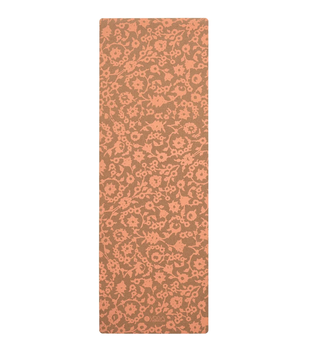 Yoga Design Lab Cork Yoga Mat 3.5mm Floral Batik Coral - Image 6