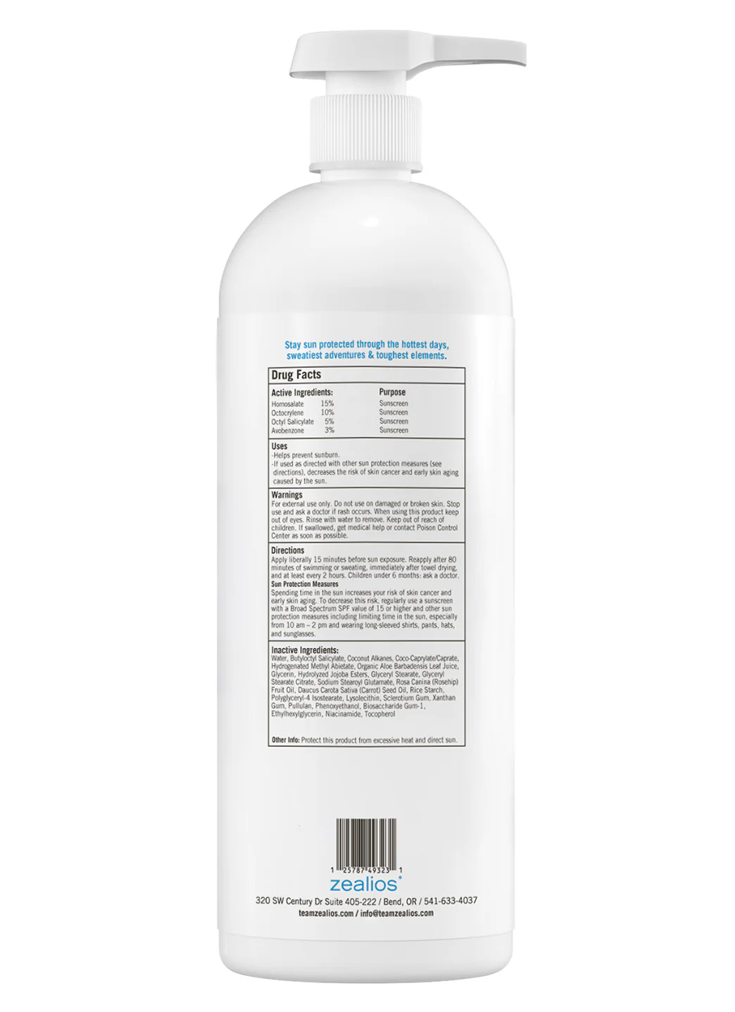Zealios Skin Care Sport Performance  Ultralight plus Hydration SPF 50 Sunscreen, 32 oz - Image 2