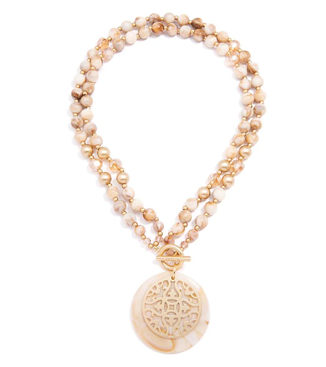 Zenzii Marbled Resin Beaded Pendant Necklace - Image 3