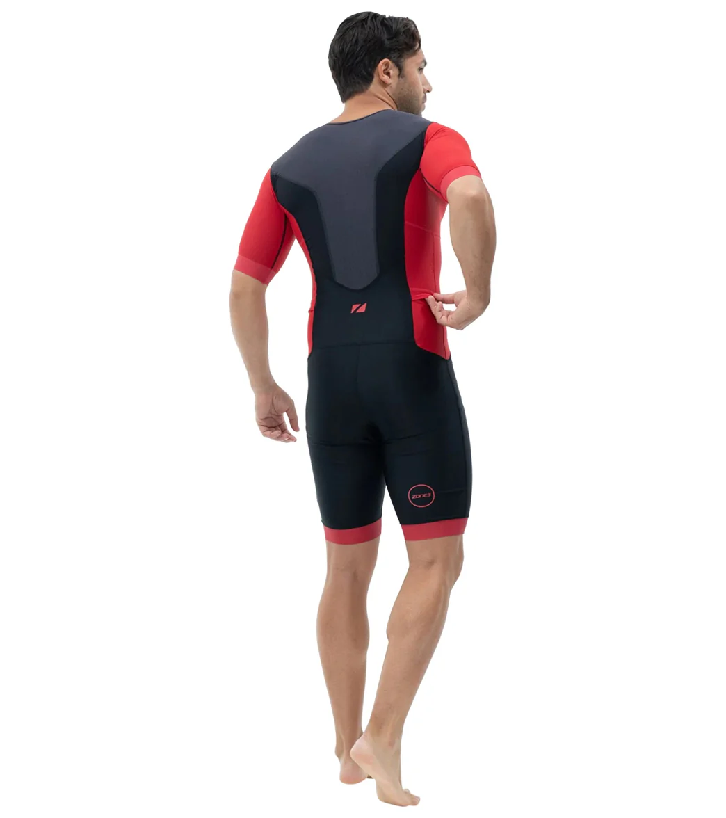 Zone3 Men's Aquaflo Plus Full Zip Short Sleeve Tri Suit - Image 2